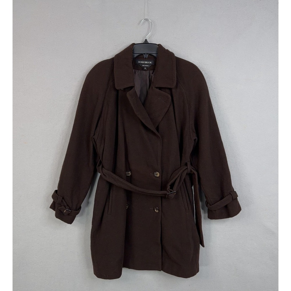 Vintage Donnybrook Coat Womens 6 Brown Wool Belted Mid Length Overcoat Classic